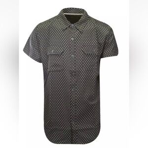 New w tag Kenneth Cole Men's Black Shirt Dotted 2 Pockets Woven Short Sleeve